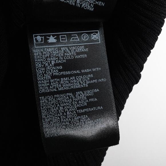 New Ba&sh Women's Black Long Sleeve Midi Edora Dress XS Bodycon Stretch 2277-27 - Picture 12 of 15